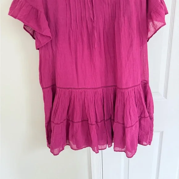 NWT Sundance Women’s Aisha Dress Tiered Magenta Purple L Peasant Cottagecore - Picture 5 of 12